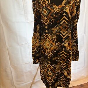 LuLaRoe Ava Long Sleeve Dress with Geometric Print